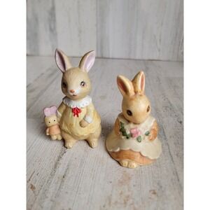 Ceramic vintage baby rabbit set Easter Bunny set home decor figure